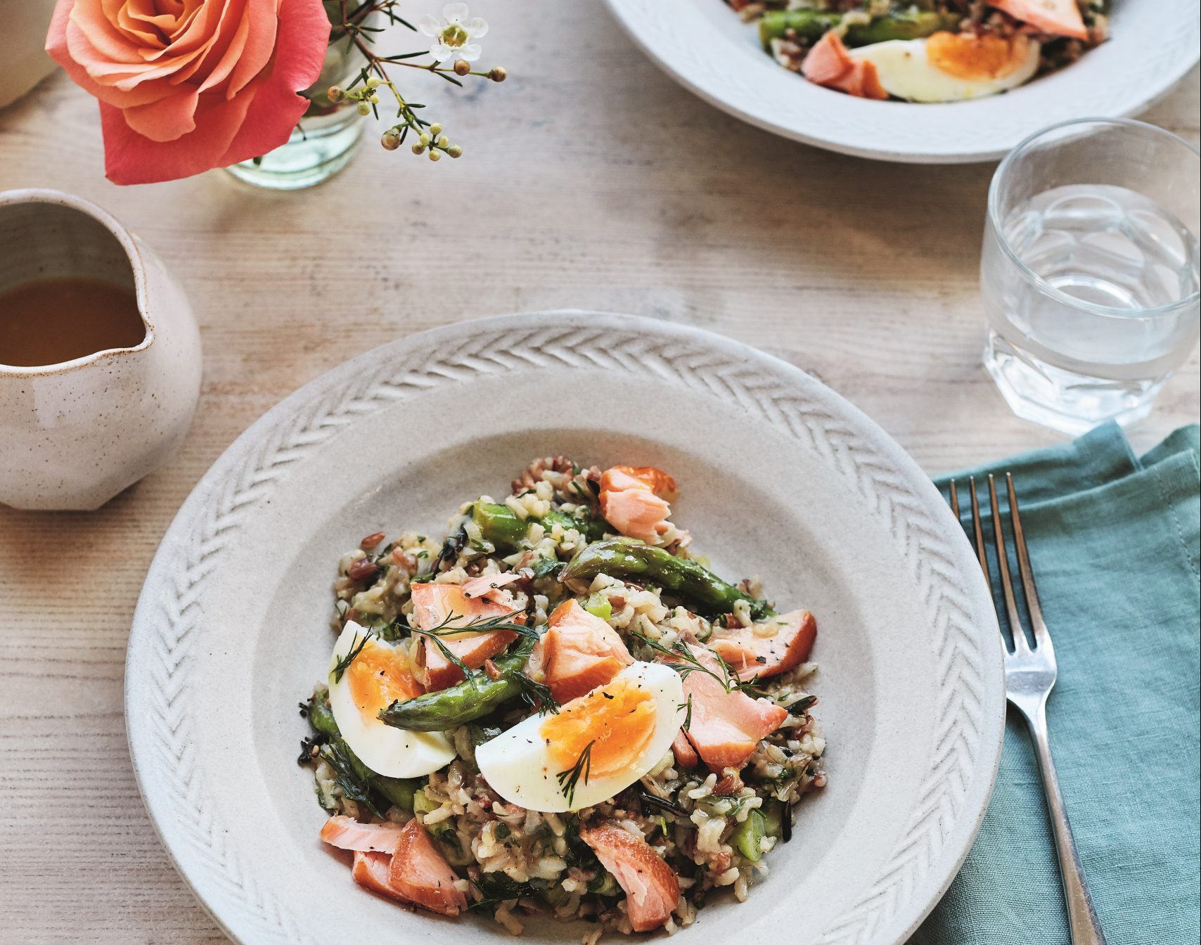 Supper Club Hotsmoked salmon rice and asparagus salad IMAGE.ie